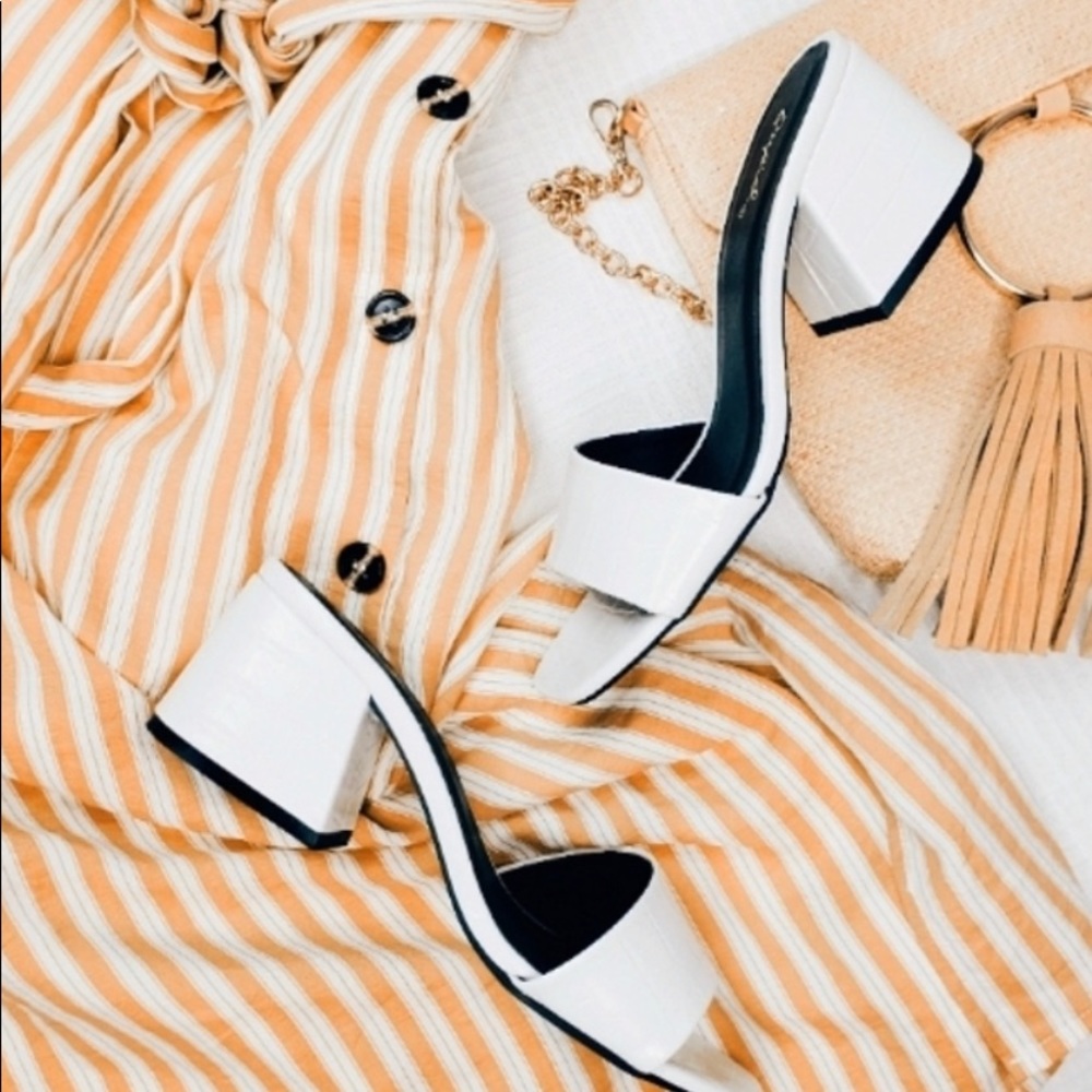 White heeled mule